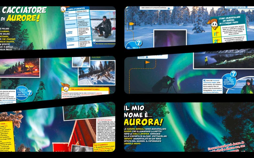 Il cacciatore friulano di aurore boreali Gabriele Menis protagonista di due servizi speciali su Topolino e Il Manuale delle Giovani Marmotte
